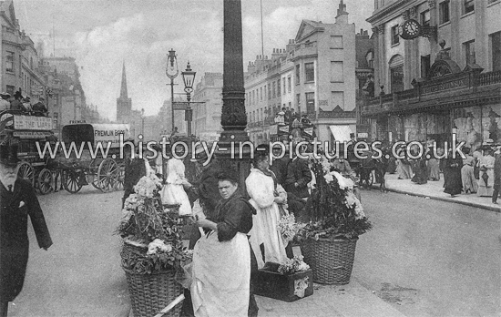 Flower Sellers, Regent Street, London, c.1909.